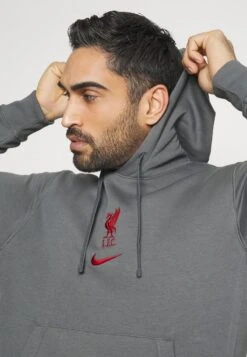 Nike Performance LIVERPOOL FC CLUB HOODIE - Sweatshirt - Smoke Grey/tough Red -Pier One Store 0efd05f42b5c4a7ab606e976477c56d0