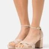 LEATHER - Plateausandalette - Beige