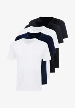 Pier One 5 PACK - T-Shirt Basic - White/blue/black -Pier One Store 2819a515ceaa41a7b996144dea7390c3