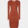 Anna Field CREW AUSSCHNITT RIPP TOP BODYCON MINI STRICKKLEID - Etuikleid - Brown -Pier One Store 38de2f6e35c644b49d1c8060d1e77df3