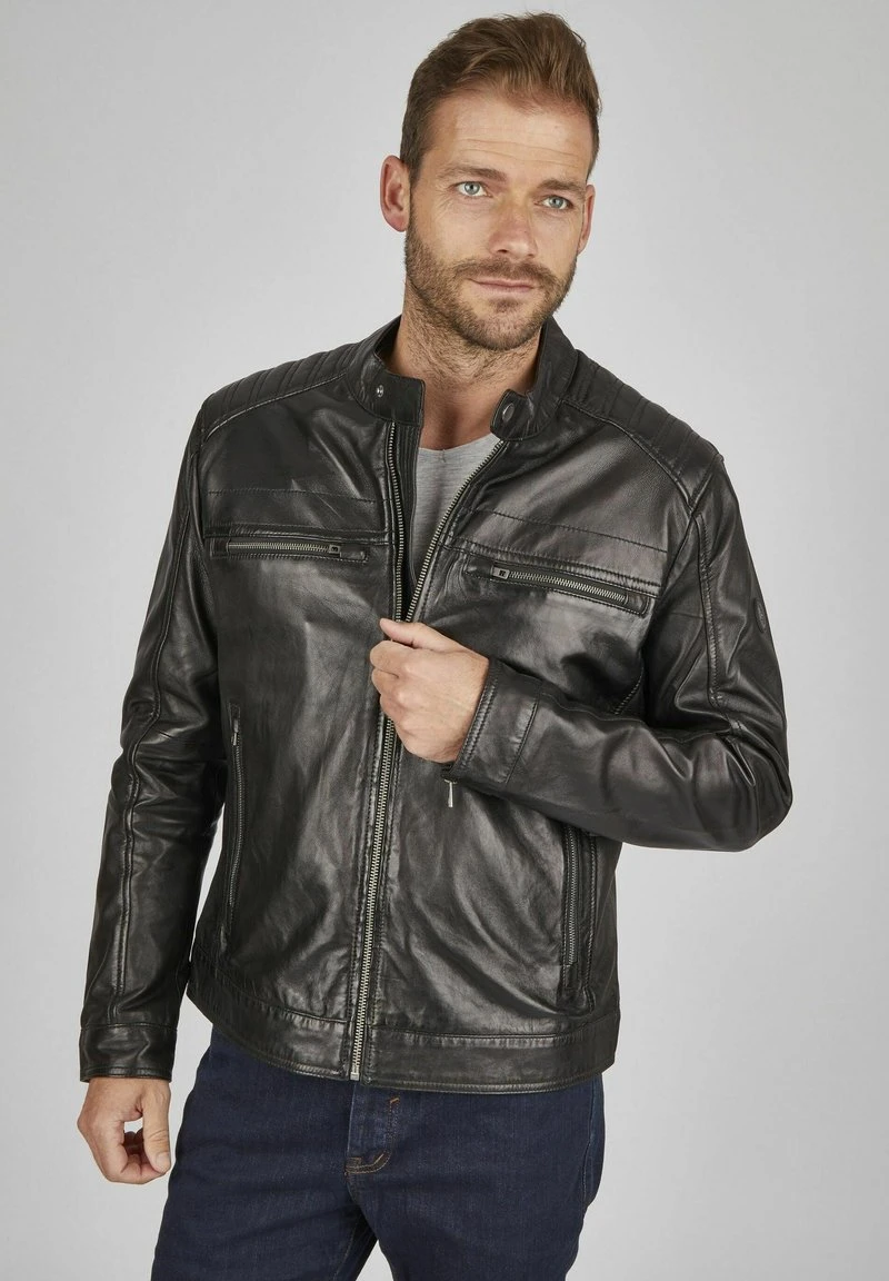 Bugatti MIT STEHKRAGEN UND DRUCKKNOPFRIEGEL - Lederjacke - Schwarz 3 Bugatti MIT STEHKRAGEN UND DRUCKKNOPFRIEGEL - Lederjacke - Schwarz