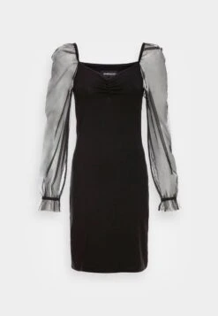 Even&Odd LONG PUFF SLEEVES RUSHING BODYCON DRESS - Cocktailkleid/festliches Kleid - Black -Pier One Store 6b2864728d8747a495146299a2475f69