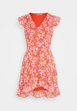 Anna Field VOLANT SHORT DRESS - Freizeitkleid - Red/multicoloured -Pier One Store 8c0398261f59448b9a1518c9bfcfd3a6