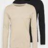 Pier One 2 PACK - Langarmshirt - Beige/black
