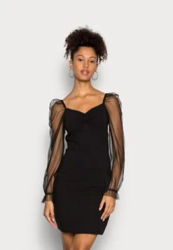Even&Odd LONG PUFF SLEEVES RUSHING BODYCON DRESS - Cocktailkleid/festliches Kleid - Black -Pier One Store f0cc9468a38c433c9936d20c296adb08 1